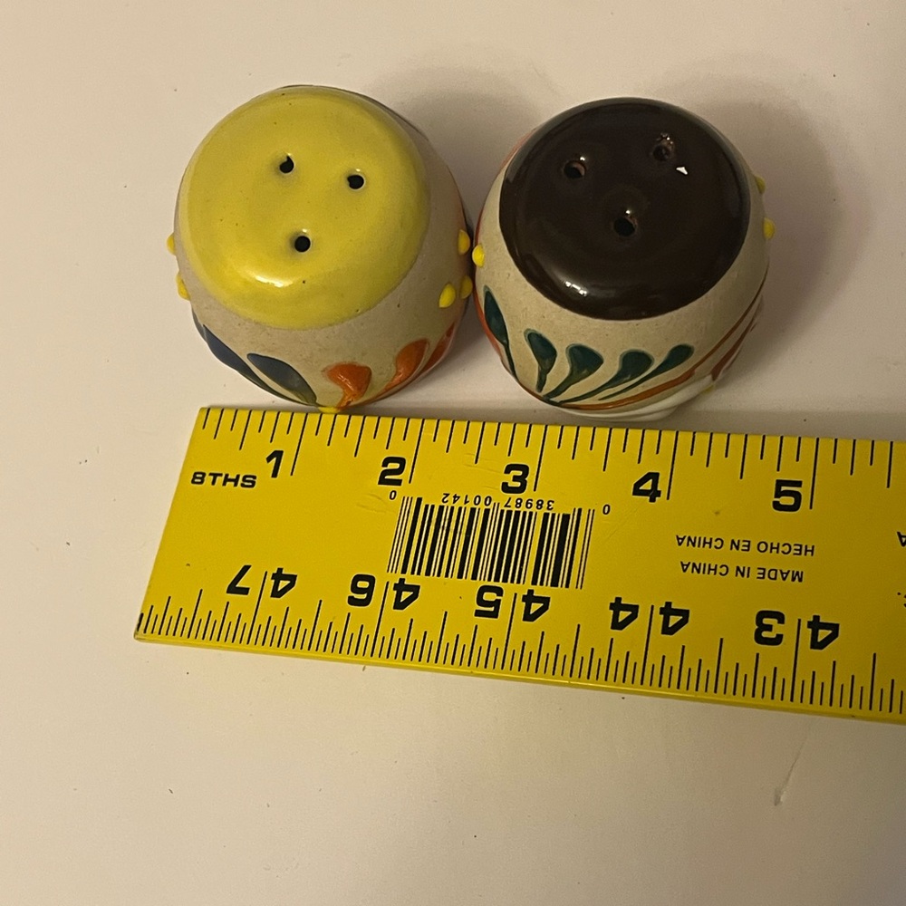 Vintage Hand-Painted Ceramic Salt & Pepper Shakers Boho Floral Design – 3” Tall - Picture 5 of 6